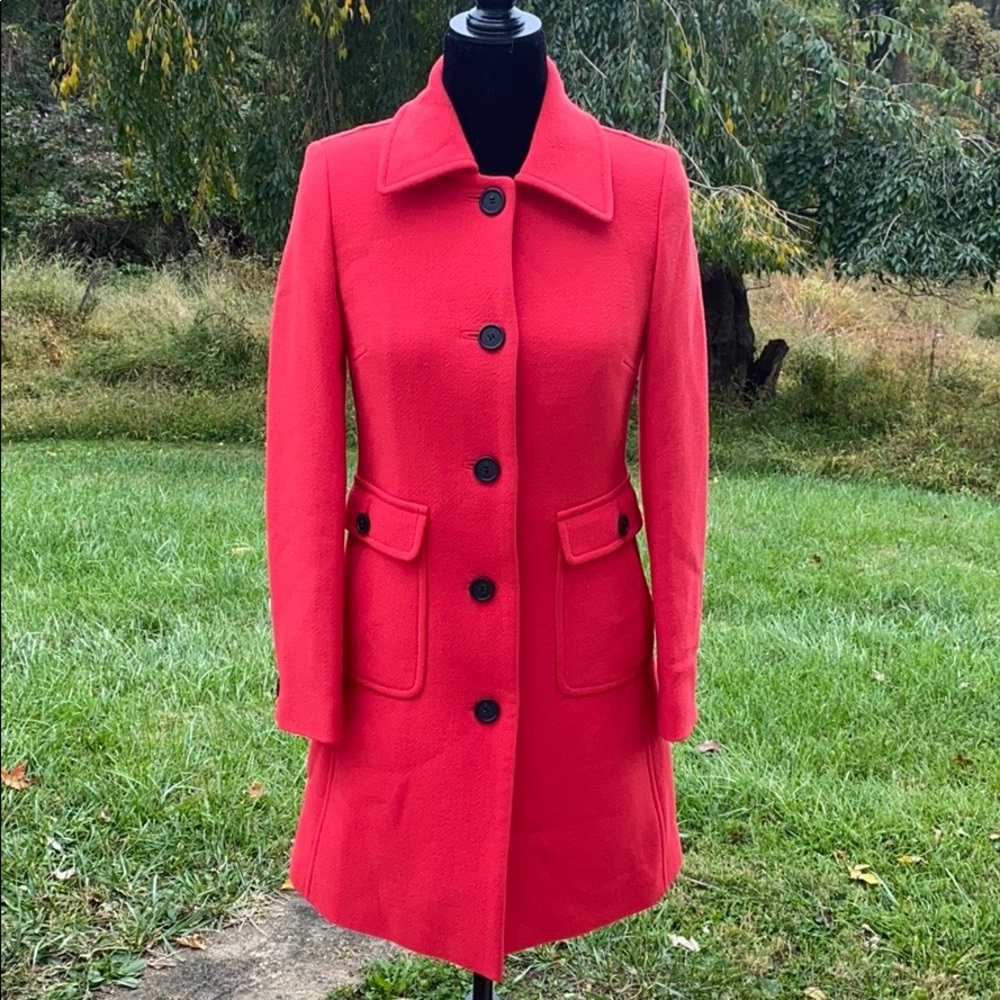 J. Crew Red Thinsulate Wool Coat Sz 0